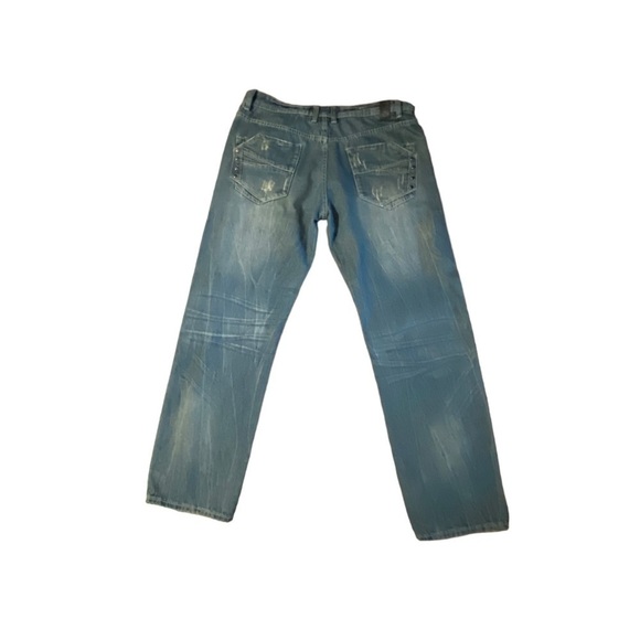 Jordan Craig Men’s Distressed  Blue Jeans Size 34x33 Studded Pocket - Picture 2 of 14